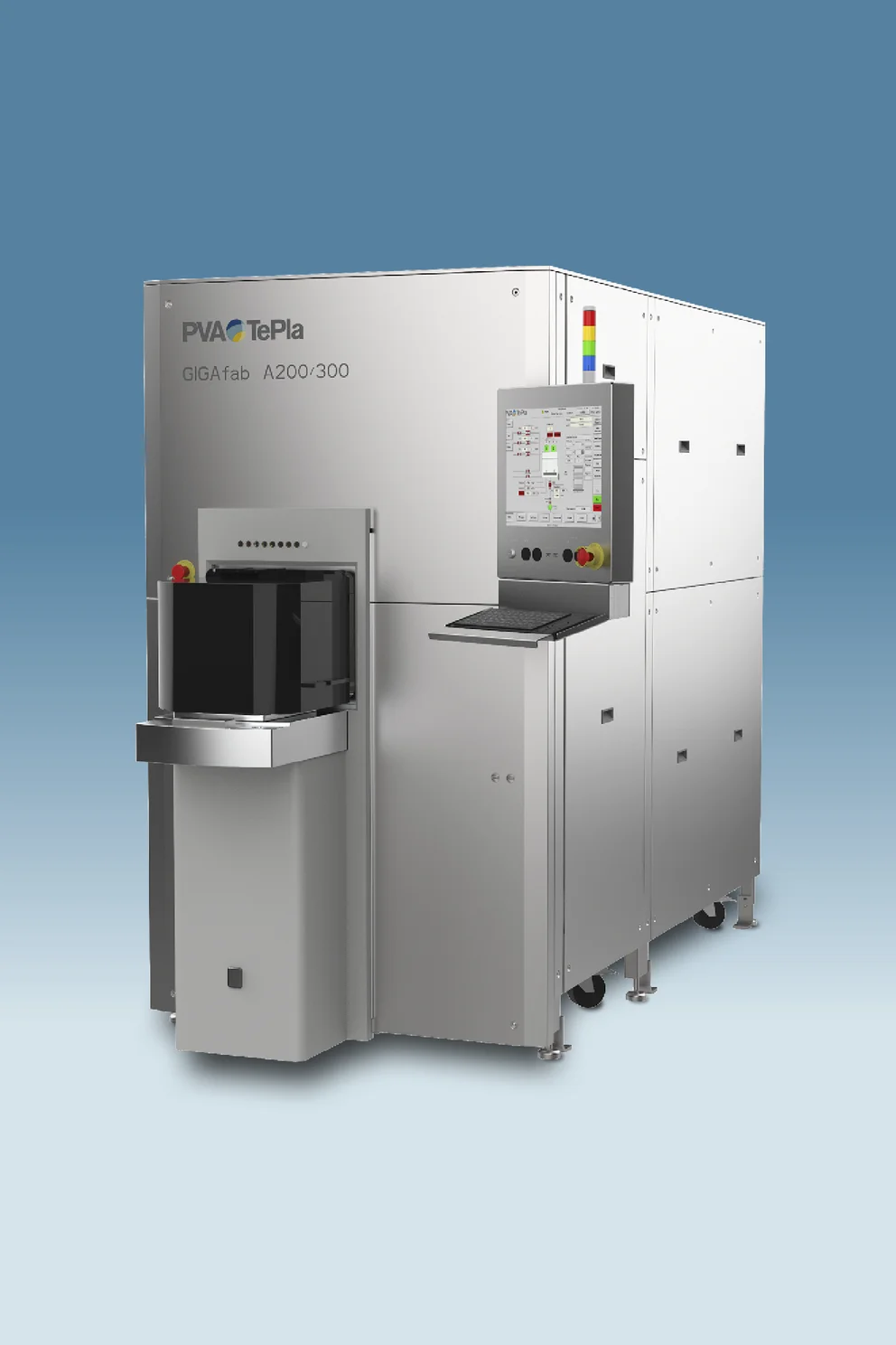 Gigafab A frontend plasma system with tall enclosure and integrated components.