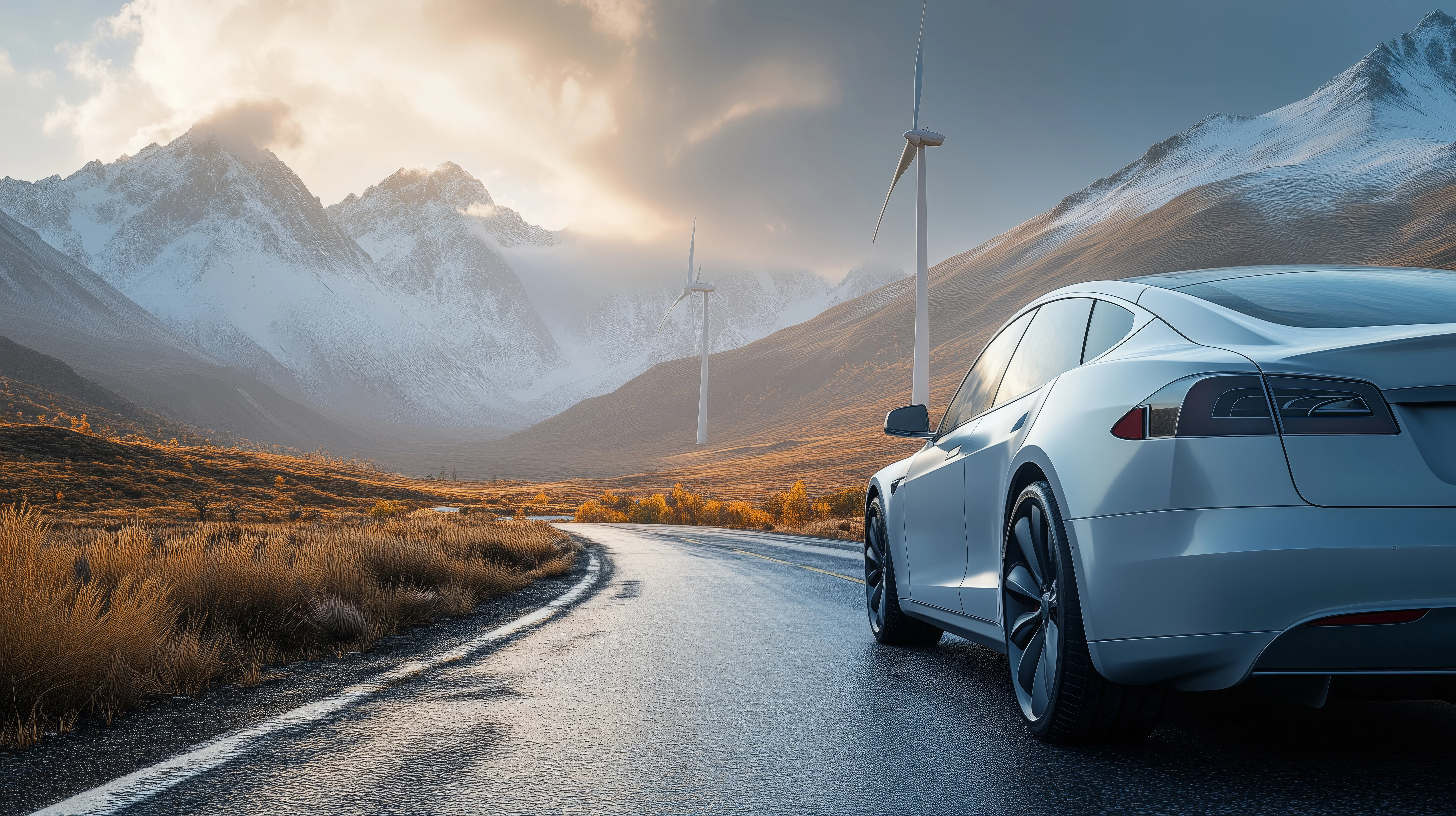 Driving car in the mountains